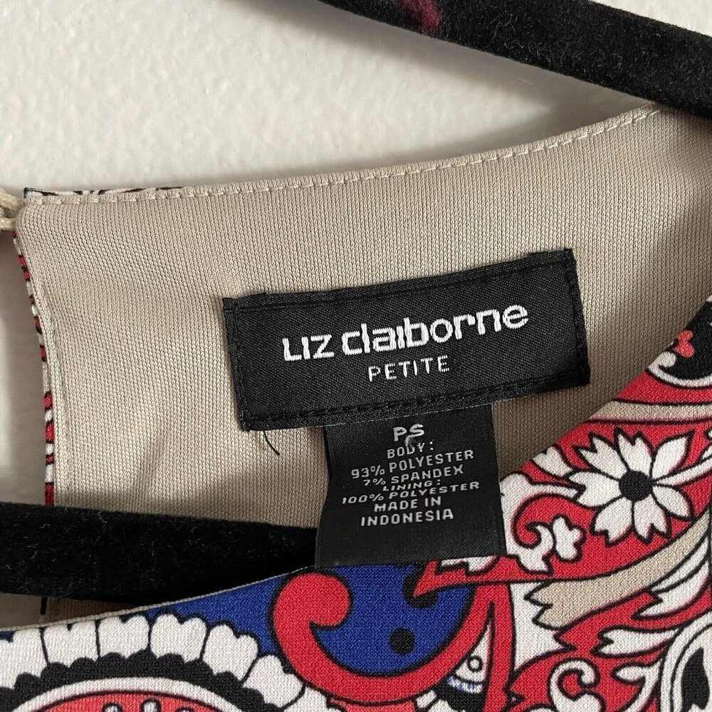 Liz Claiborne Petite Wmn PS Multicolor Dark Dune 3/4 Sleeve Tie Belt Dress NWT - Picture 8 of 12